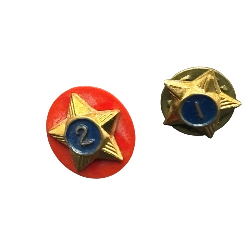 Boy Scouts of America 1 & 2 Year Service Star Pins Gold Tone Blue Enamel BSA Lot